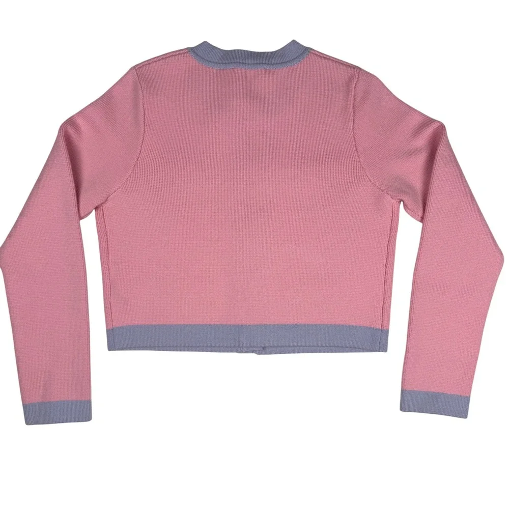 LoveShackFancy Elif Cardigan Sweater Pink Lavender 100% Wool Gold Button Women M